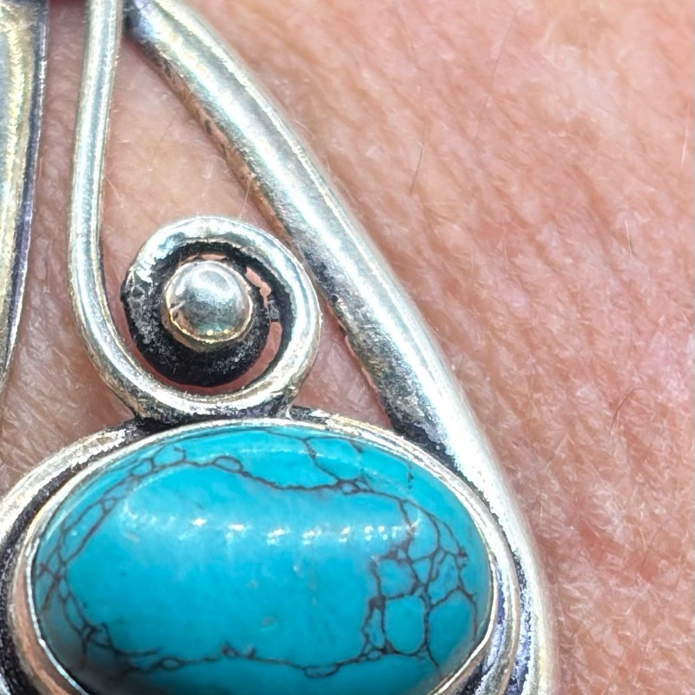 Sterling Silver and natural Blue Turquoise bangle bracelet